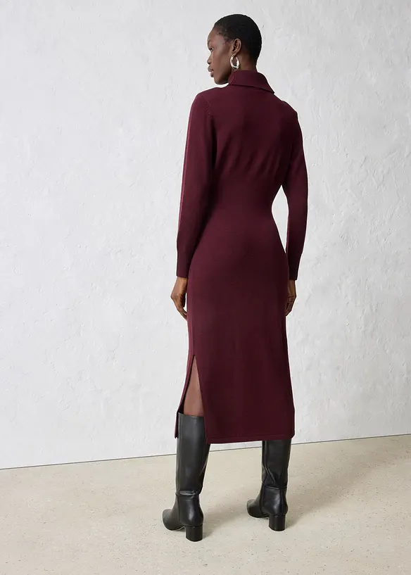 Strickkleid aus Merinowolle in rot von hinten (Totalaufnahme) - bonprix Strickkleid aus Merinowolle in rot von hinten (Totalaufnahme) - bonprix