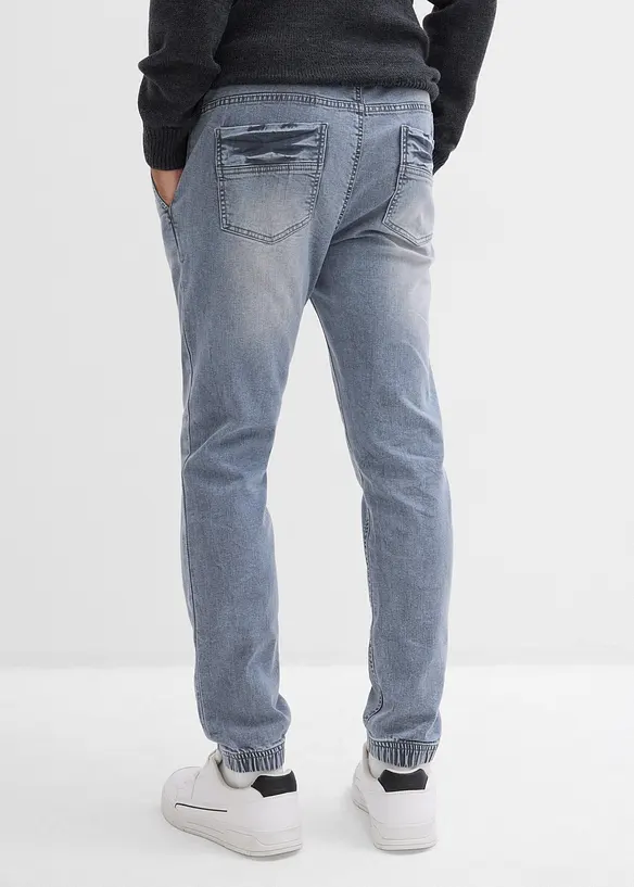 Regular-Fit Jeans-Jogger mit Dehnbund, Tapered in grau von hinten - bonprix