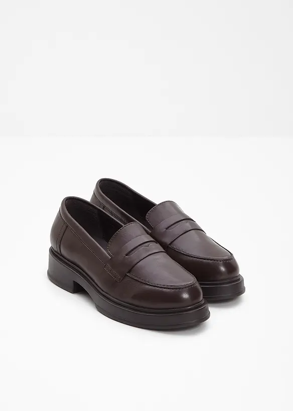 Loafer aus Leder in braun - bonprix
