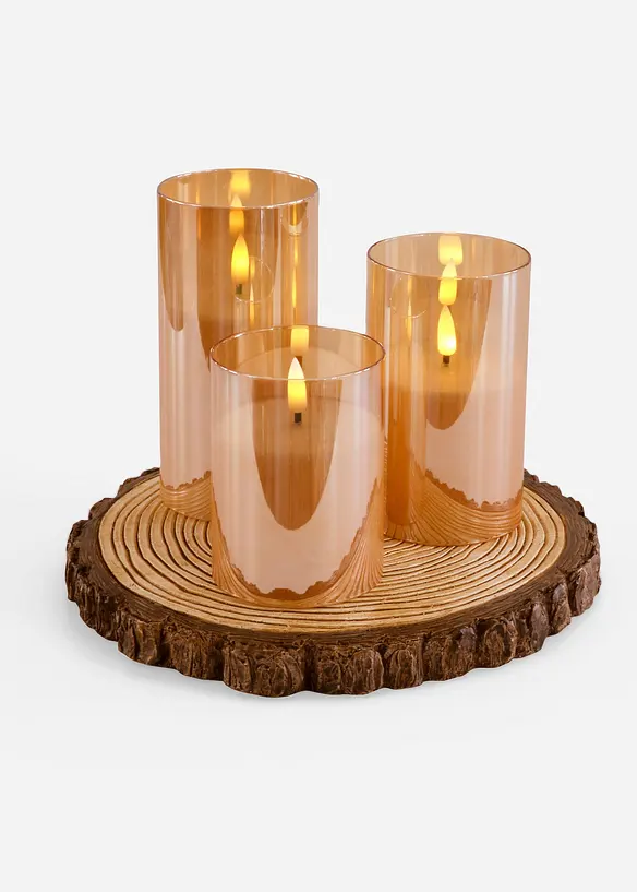 LED-Objekt mit LED Kerzen (3-tlg. Set) in gold von vorne - bonprix