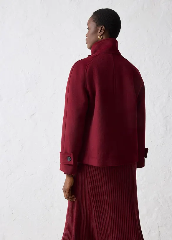 Jacke mit weichem Wollanteil in rot von hinten (im Anschnitt) - bonprix