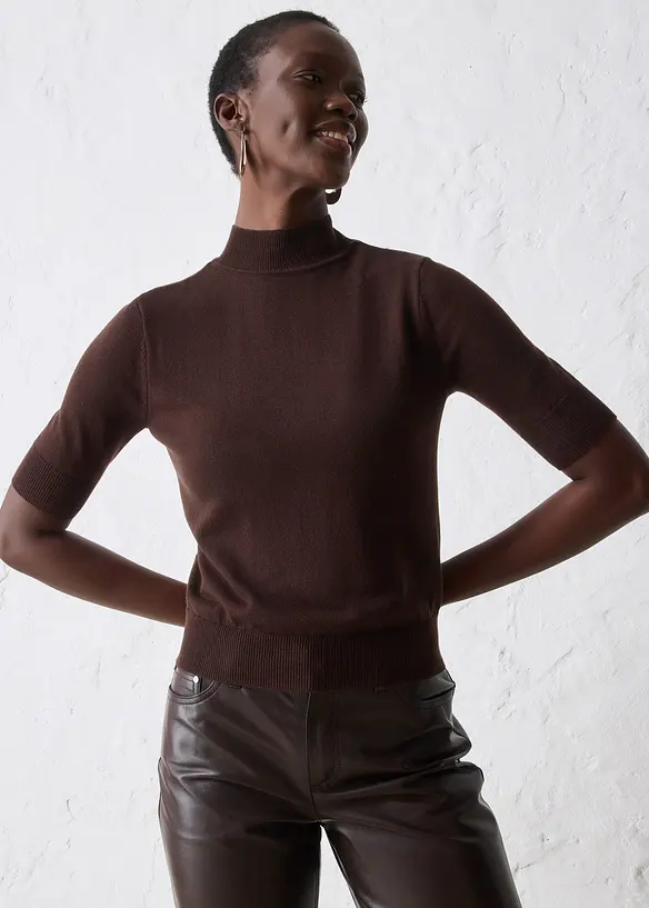 Rollkragenpullover aus weichem Woll-Mix in braun von vorne (im Anschnitt) - bonprix Rollkragenpullover aus weichem Woll-Mix in braun von vorne (im Anschnitt) - bonprix