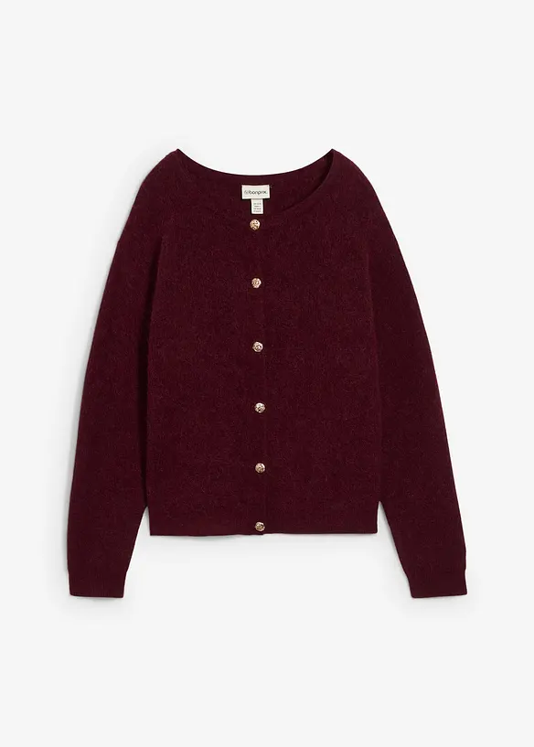 Strickjacke aus wärmendem Alpaka-Mix in rot von vorne - bonprix