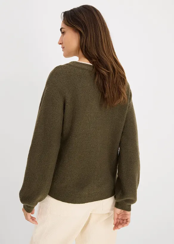 Strickjacke in grün von hinten (im Anschnitt) - bonprix Strickjacke in grün von hinten (im Anschnitt) - bonprix