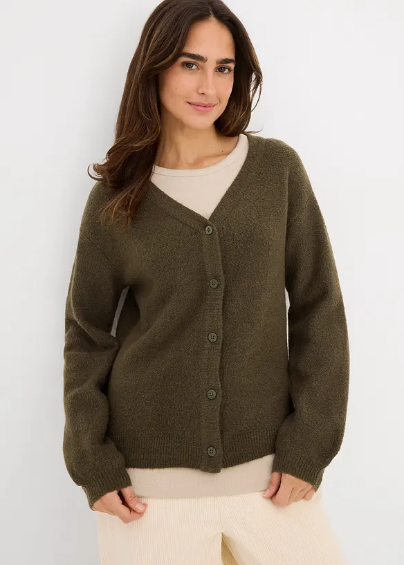 Strickjacke in grün von vorne (im Anschnitt) - bonprix Strickjacke in grün von vorne (im Anschnitt) - bonprix