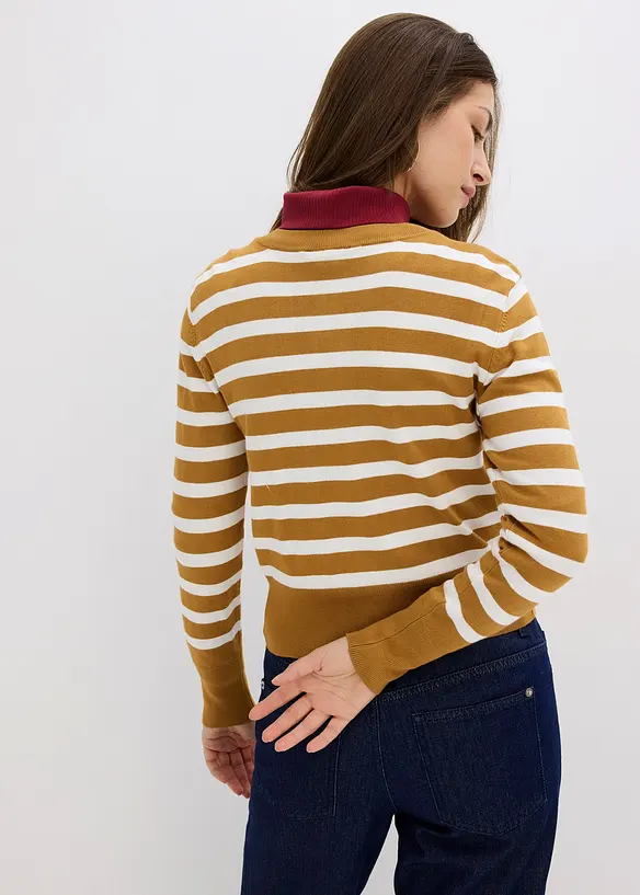 Feinstrick-Cardigan mit Streifen in braun von hinten (im Anschnitt) - bonprix Feinstrick-Cardigan mit Streifen in braun von hinten (im Anschnitt) - bonprix