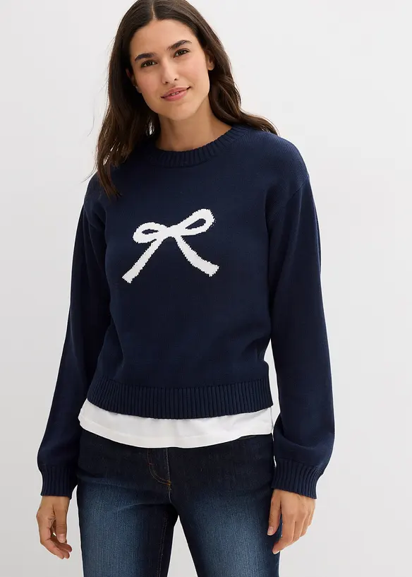 Pullover in blau von vorne (im Anschnitt) - bonprix