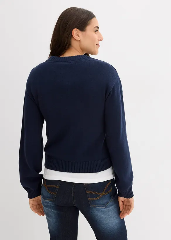 Pullover in blau von hinten (im Anschnitt) - bonprix