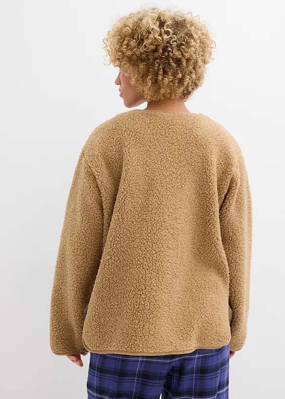 Teddy-Fleecejacke in beige von hinten (im Anschnitt) - bonprix Teddy-Fleecejacke in beige von hinten (im Anschnitt) - bonprix