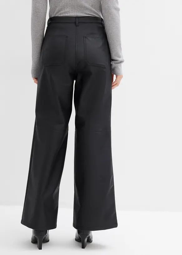 Lederimitat-Hose mit hohem Bund in schwarz von hinten - bonprix Lederimitat-Hose mit hohem Bund in schwarz von hinten - bonprix