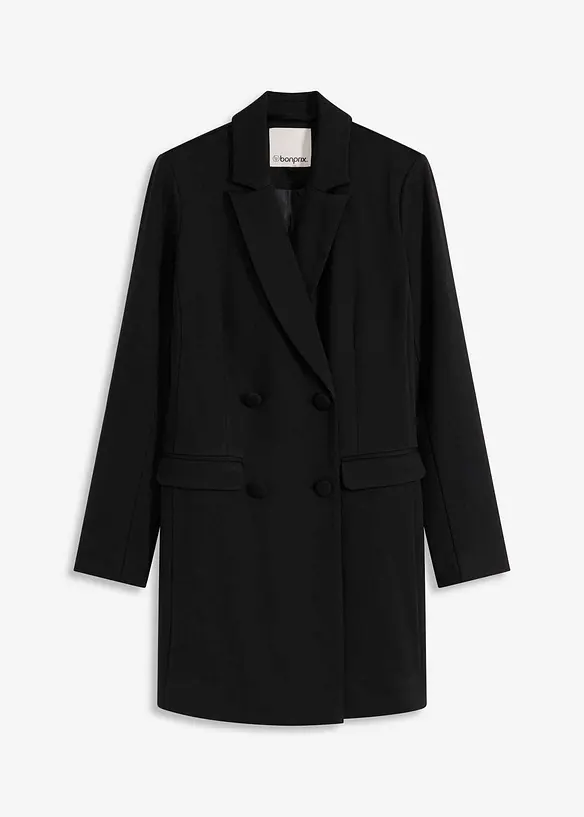 Longblazer aus Punto di Roma in schwarz von vorne - bonprix Longblazer aus Punto di Roma in schwarz von vorne - bonprix