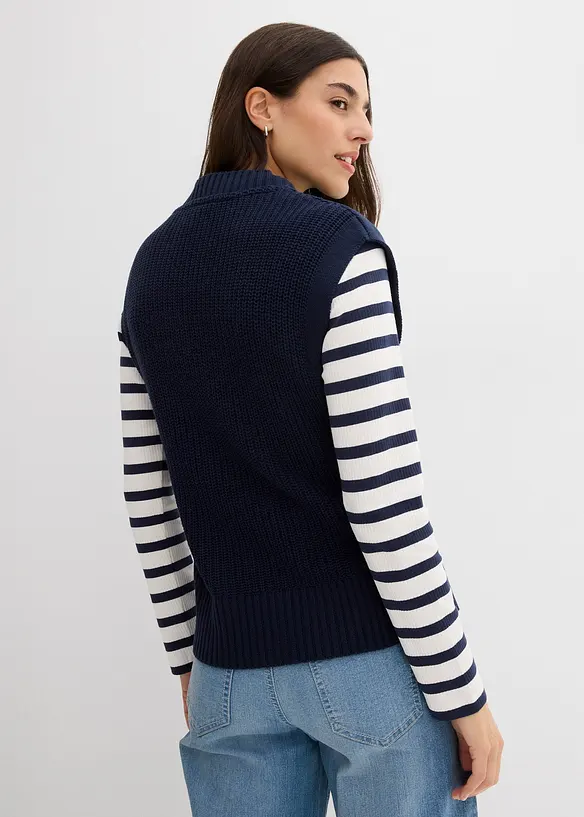 Strick-Pullunder in blau von hinten (im Anschnitt) - bonprix Strick-Pullunder in blau von hinten (im Anschnitt) - bonprix