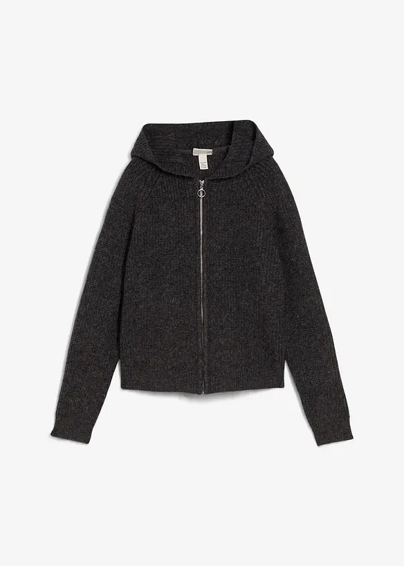 Strickjacke mit Kapuze in grau von vorne - bonprix Strickjacke mit Kapuze in grau von vorne - bonprix