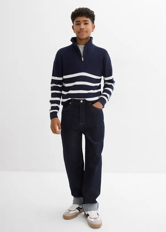 Loose-Fit Jeans mit verstellbarem Bund, Straight in blau von hinten - bonprix