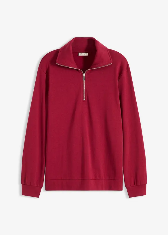 Oversize-Sweatshirt mit Reißverschluss in rot von vorne - bonprix Oversize-Sweatshirt mit Reißverschluss in rot von vorne - bonprix