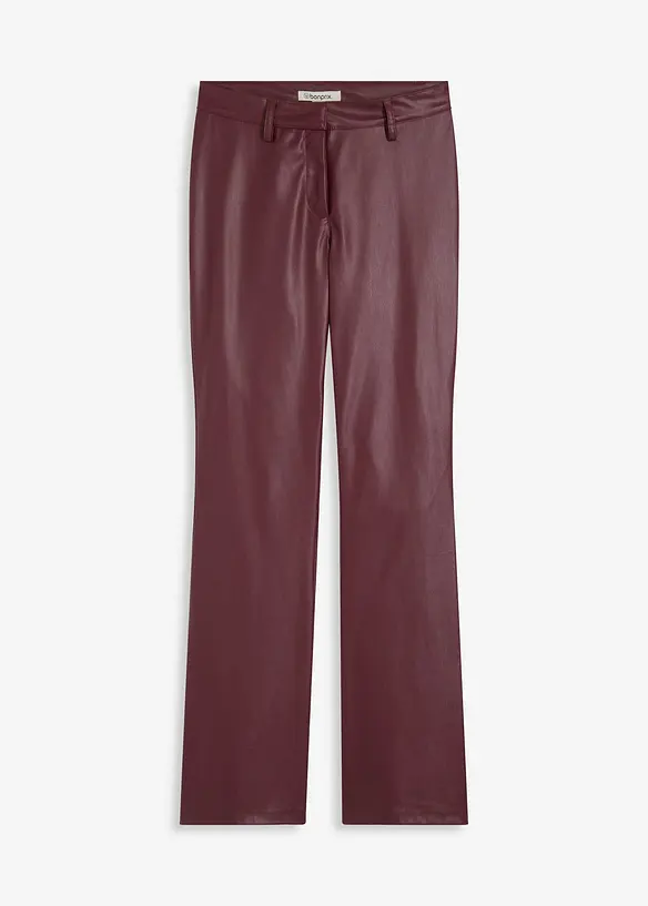Lederimitat-Hose mit ausgestelltem Bein in rot von vorne - bonprix