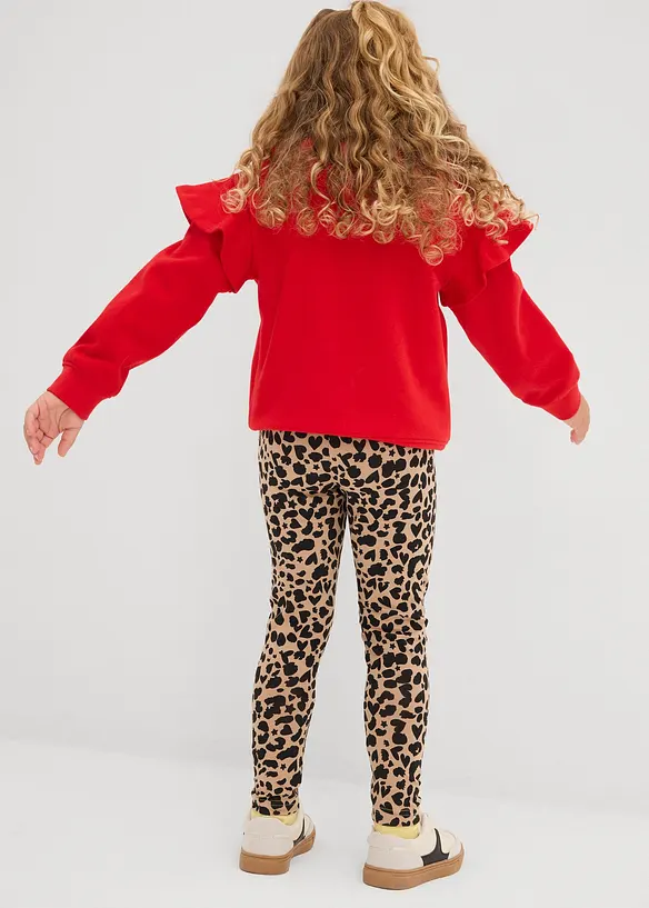 Leggings aus elastischem Bio-Baumwoll-Mix (2er Pack) in grau von hinten - bonprix