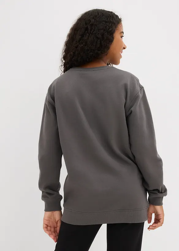 Sweatshirt aus reiner Bio-Baumwolle in grau von hinten (im Anschnitt) - bonprix