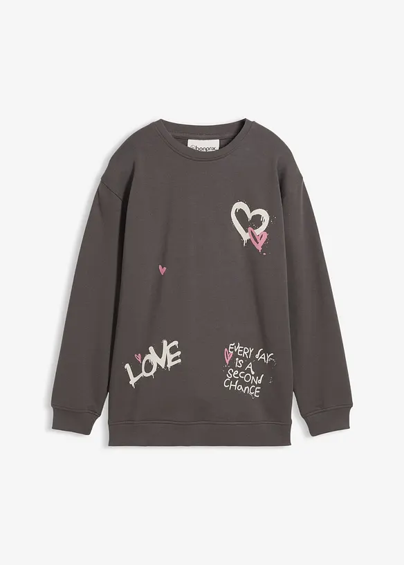 Sweatshirt aus reiner Bio-Baumwolle in grau von vorne - bonprix