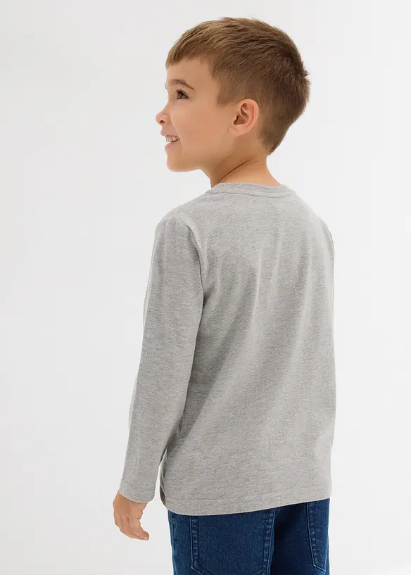 Henleyshirt mit Bio-Baumwolle (2er Pack) in grau von hinten (im Anschnitt) - bonprix