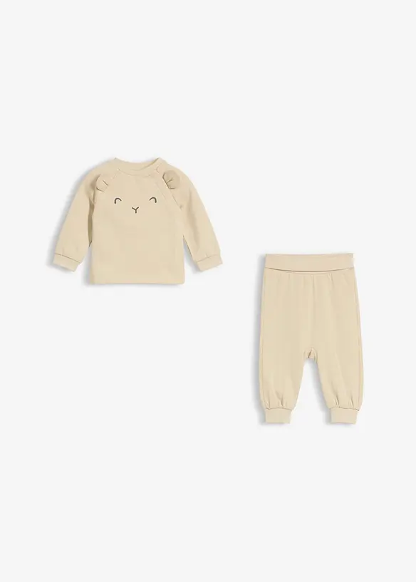 Weiches Sweatshirt und Hose mit Bio-Baumwolle (2-tlg.Set) in beige - bonprix