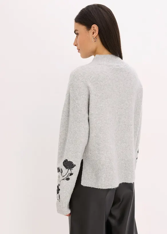 Pullover mit Paillettenstickerei in grau von hinten (im Anschnitt) - bonprix Pullover mit Paillettenstickerei in grau von hinten (im Anschnitt) - bonprix