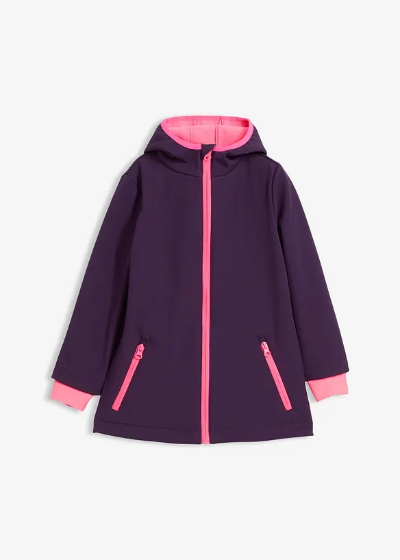 Thermo-Softshelljacke, wasserabweisend in lila von vorne - bonprix