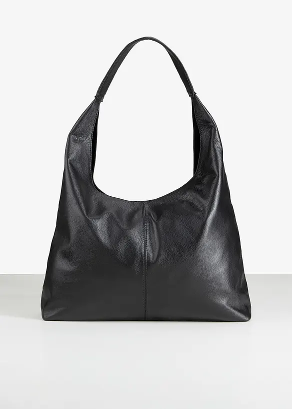 Premium Ledershopper in schwarz von vorne - bonprix