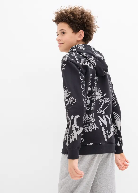 Hoodie aus weichem Baumwoll-Mix in schwarz von hinten (im Anschnitt) - bonprix