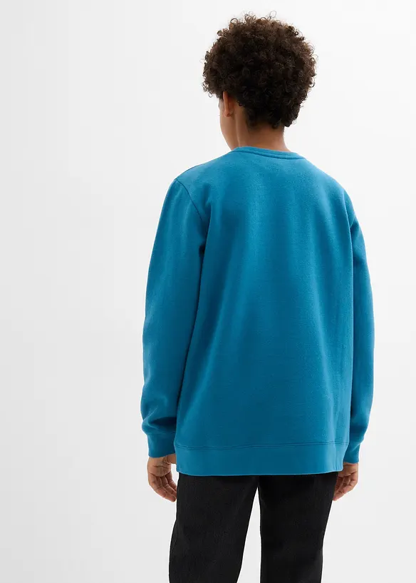 Sweatshirt aus weichem Baumwoll-Mix in blau von hinten (im Anschnitt) - bonprix