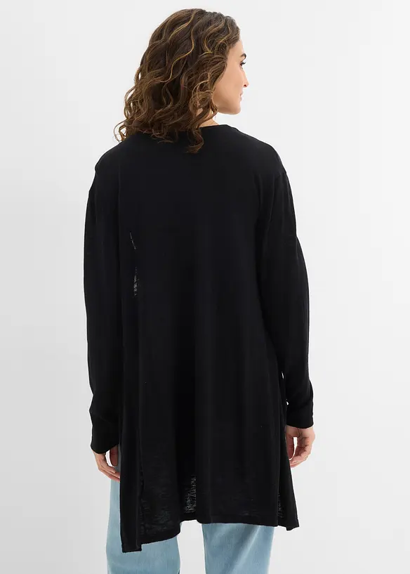 Longstrickjacke, offen in schwarz von hinten (im Anschnitt) - bonprix Longstrickjacke, offen in schwarz von hinten (im Anschnitt) - bonprix