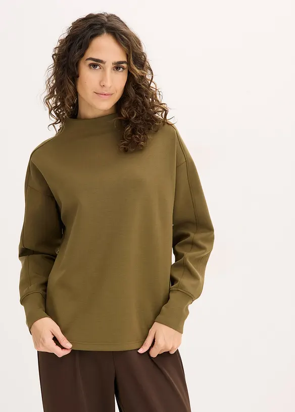 Oversize-Sweatshirt aus weichem Scuba in grün von vorne (im Anschnitt) - bonprix Oversize-Sweatshirt aus weichem Scuba in grün von vorne (im Anschnitt) - bonprix