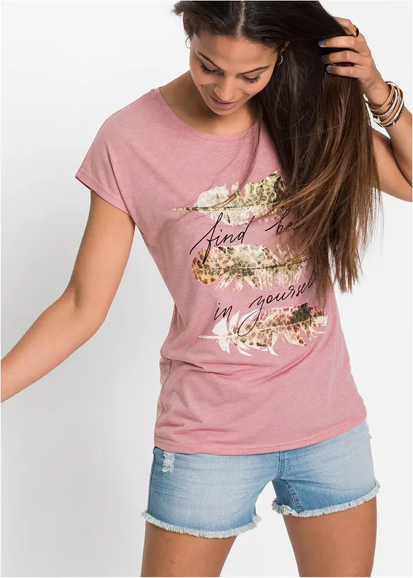 T-Shirt mit Glitzerdruck in rosa von vorne (im Anschnitt) - bonprix T-Shirt mit Glitzerdruck in rosa von vorne (im Anschnitt) - bonprix