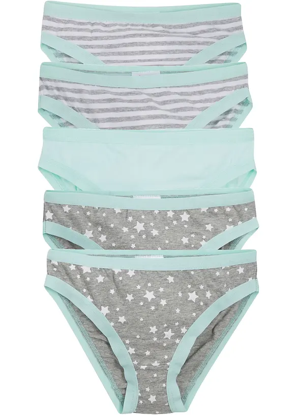 Slip mit weicher Baumwolle (5er Pack) in grau von vorne - bonprix