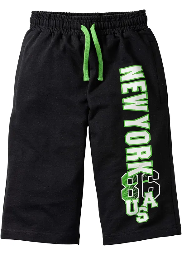 Sweat-Bermuda aus reiner Baumwolle in schwarz von vorne - bonprix