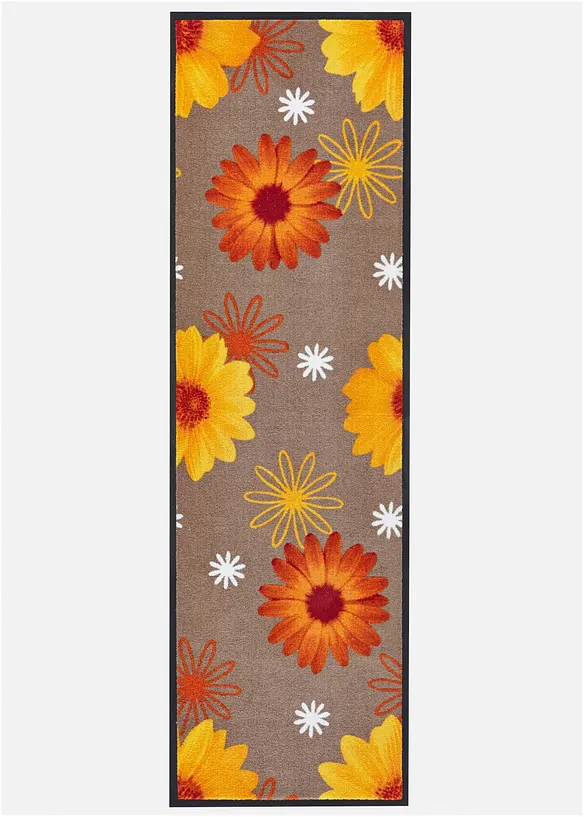 Fußmatte mit Blumenmotiv in orange - bonprix