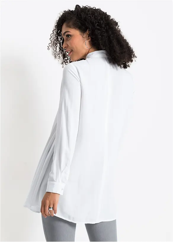 Longbluse aus reiner Viskose in weiß von hinten (im Anschnitt) - bonprix