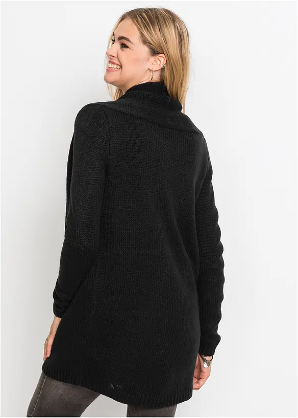 Longstrickjacke in schwarz von hinten (im Anschnitt) - bonprix