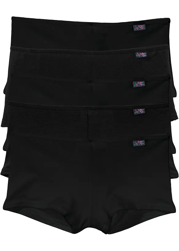 Panty mit weicher Bio-Baumwolle (5er Pack) in schwarz von vorne - bonprix