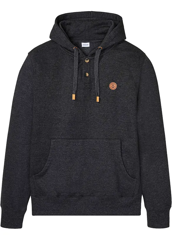 Hoodie aus weichem Baumwoll-Mix in schwarz von vorne - bonprix