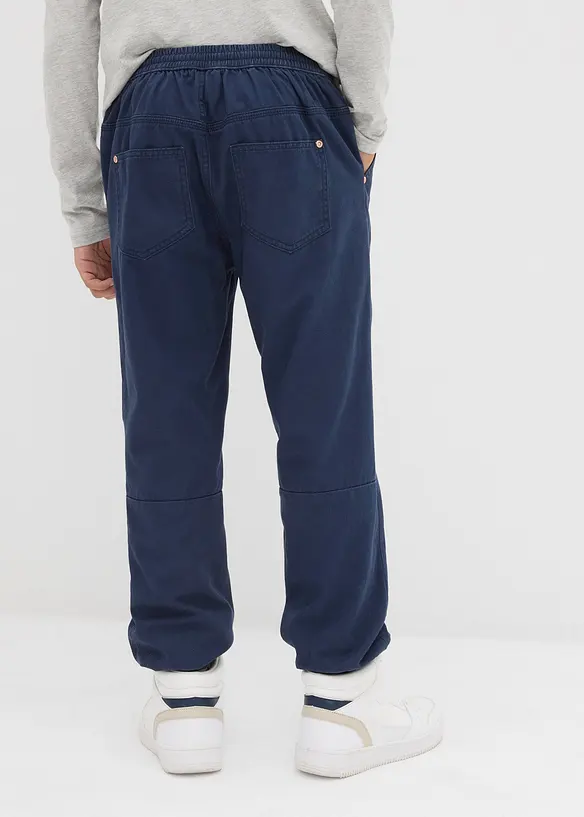 Lässige Thermohose mit kuscheligem Baumwollfutter in blau von hinten - bonprix