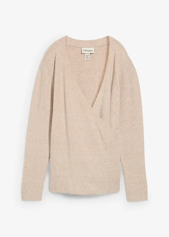 Umstandsstrickjacke für die Schwangerschaft und danach in beige von vorne - bonprix Umstandsstrickjacke für die Schwangerschaft und danach in beige von vorne - bonprix