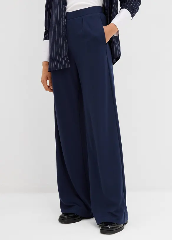 Palazzo-Hose aus bequemen Punto di Roma in blau von vorne - bonprix