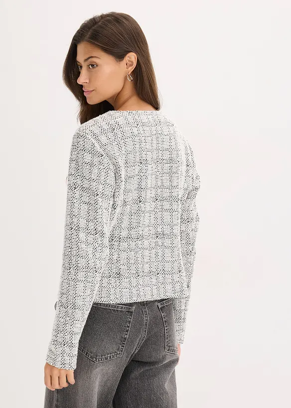 Bouclé Cardigan aus Baumwolle in schwarz von hinten (im Anschnitt) - bonprix Bouclé Cardigan aus Baumwolle in schwarz von hinten (im Anschnitt) - bonprix