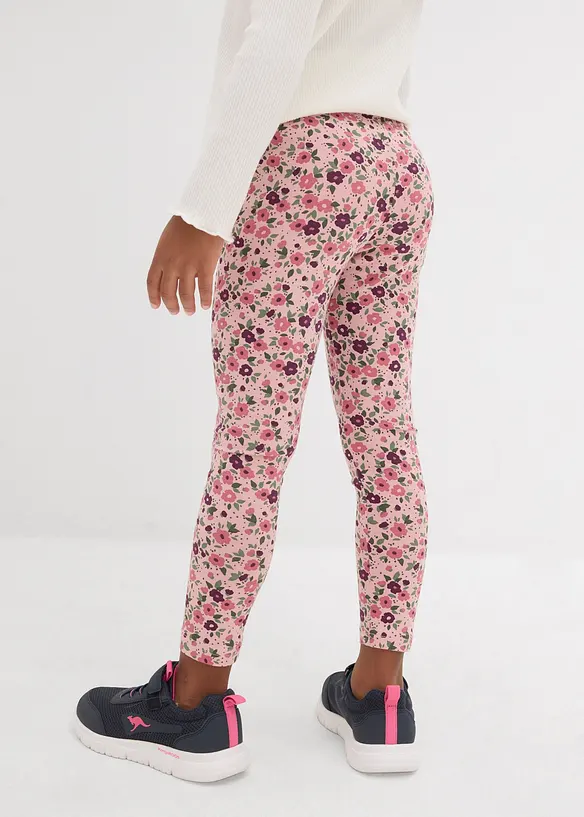 Leggings aus elastischem Bio-Baumwoll-Mix (2er Pack) in lila von hinten - bonprix