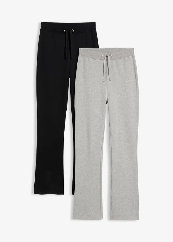 Jogginghose aus Bio-Baumwolle (2er Pack) in schwarz von vorne - bonprix