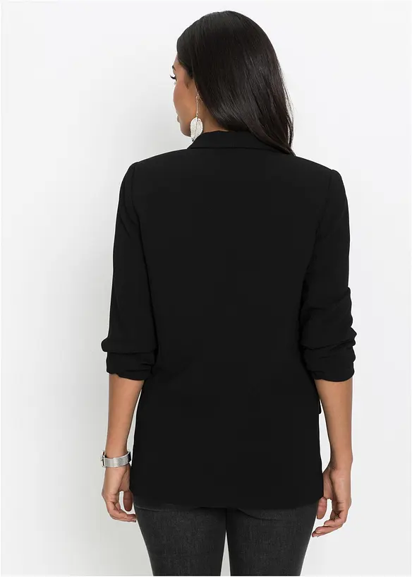 Longblazer mit drapierten Ärmeln in schwarz von hinten (im Anschnitt) - bonprix Longblazer mit drapierten Ärmeln in schwarz von hinten (im Anschnitt) - bonprix