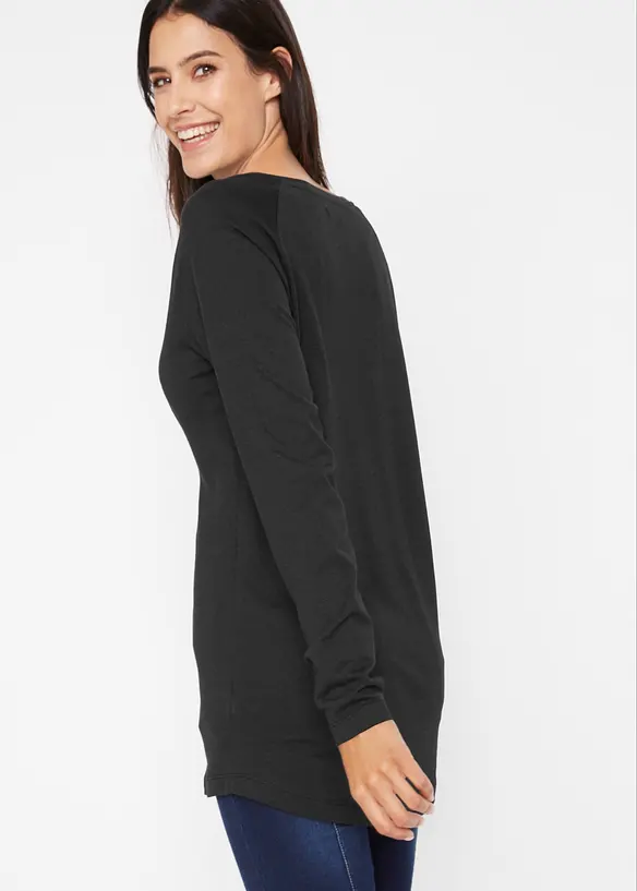 Longshirt aus leichtem Jersey in schwarz von hinten (im Anschnitt) - bonprix