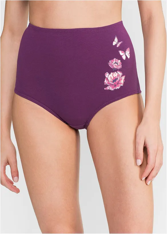 Highwaist Slip mit Baumwolle (5er Pack) in schwarz von vorne - bonprix