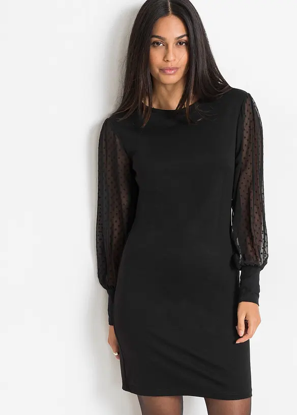 Jerseykleid aus Viskose-Mix in schwarz von vorne (Totalaufnahme) - bonprix Jerseykleid aus Viskose-Mix in schwarz von vorne (Totalaufnahme) - bonprix